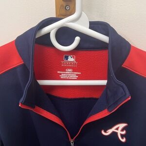 Navy and red Atlanta Braves quarter zip sweatshirt MLB Braves SIZE L